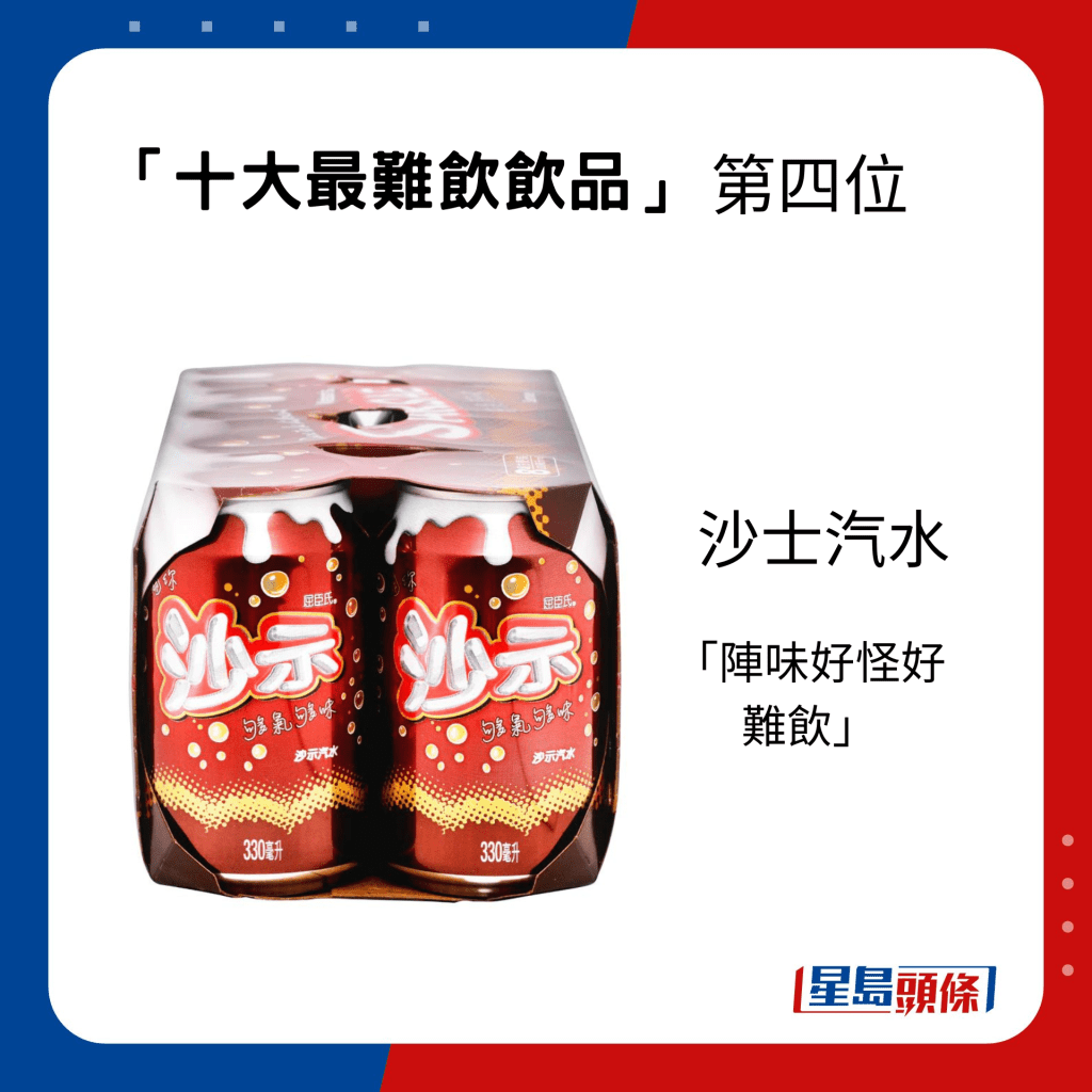 網民票選「十大最難飲飲品」第四位： 沙士汽水