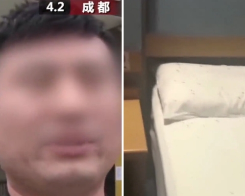 四川男子張先生日前在酒店房間睡覺時,驚覺床鋪布滿白蟻。影片截圖