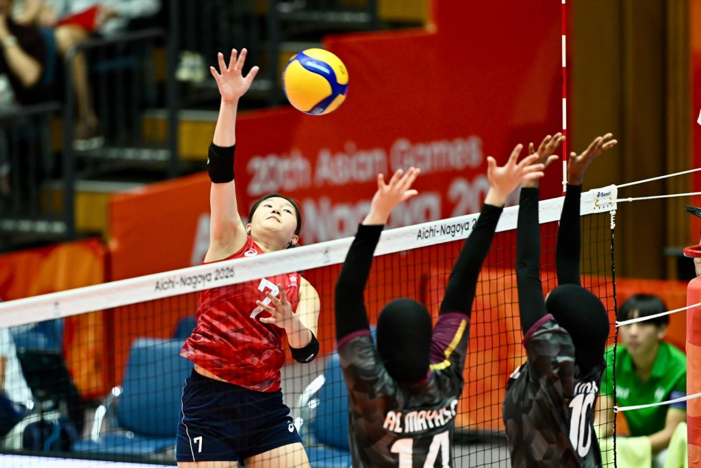 亞運會分組賽香港女排3:0戰勝卡塔爾。劉駿軒攝 亞運會分組賽香港女排3:0戰勝卡塔爾。劉駿軒攝