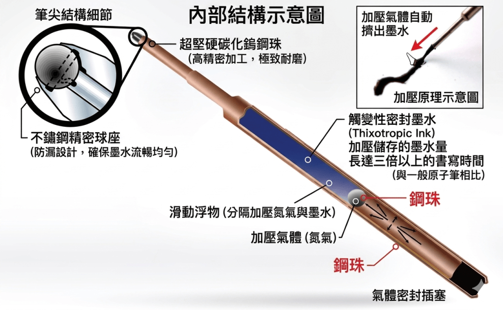 費雪太空原子筆的構造與原理。