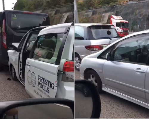 4車意外。網民CK Choi影片截圖