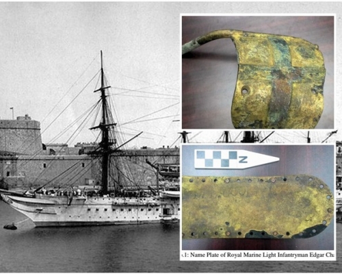 考古發現了發現英國皇家海軍物品，疑屬添馬艦殘骸。