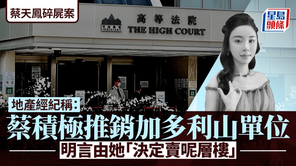 蔡天鳳碎屍案｜地產經紀稱：蔡天鳳積極推銷加多利山單位 明言由她「決定賣呢層樓」
