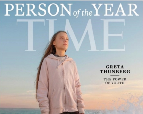 16歲瑞典環保少女通貝里當選「時代」風雲人物 。網上圖片