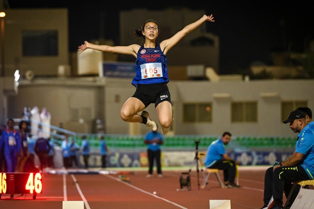贾慧妍于第三跳做出5米81成功摘铜。亚洲田径总会图片