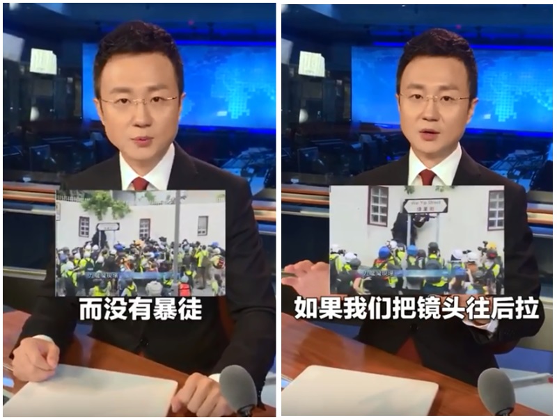 央视主播刚强表示,香港该排毒了。影片截图