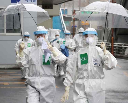 大邱市的確診個案仍是最嚴重。AP