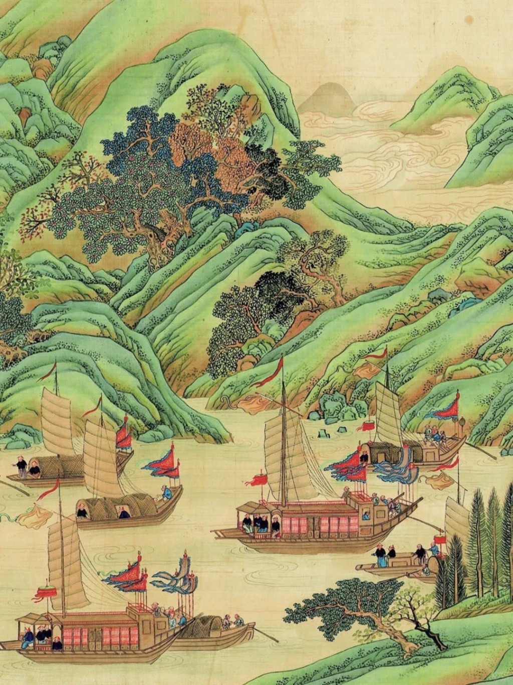 《靖海全圖》中清軍與海盜的戰鬥。網圖 《靖海全圖》中清軍與海盜的戰鬥。網圖