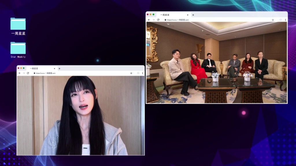 TVB熱播台慶劇《璀璨之城》一眾主演張智霖、吳卓羲、高海寧、張曦雯及江美儀，日前齊集娛樂訪談節目《一周星星》接受主持區永權訪問。