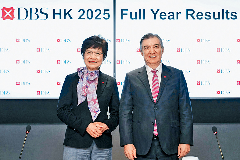 庞华毅（右）预期今年整体拨备不会再大增；左为陈立珊。