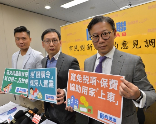 民建聯公布市民對政府的房屋政策的調查。