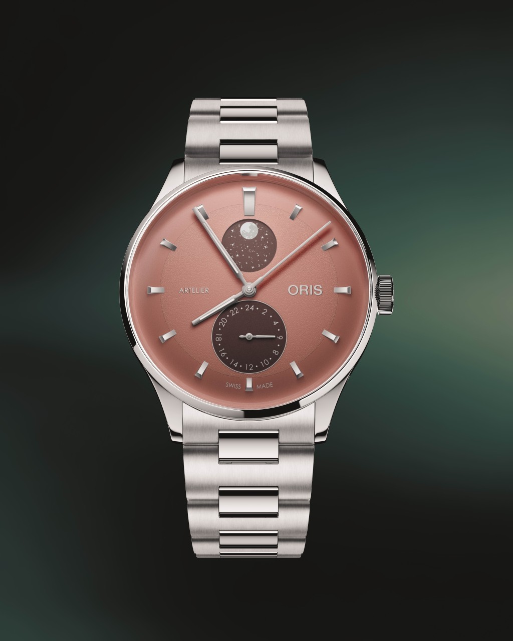 Oris Artelier Complication，錶殼：39.5mm不鏽鋼 / 機芯：782自動 / 售價： $23,800（鏈帶）。