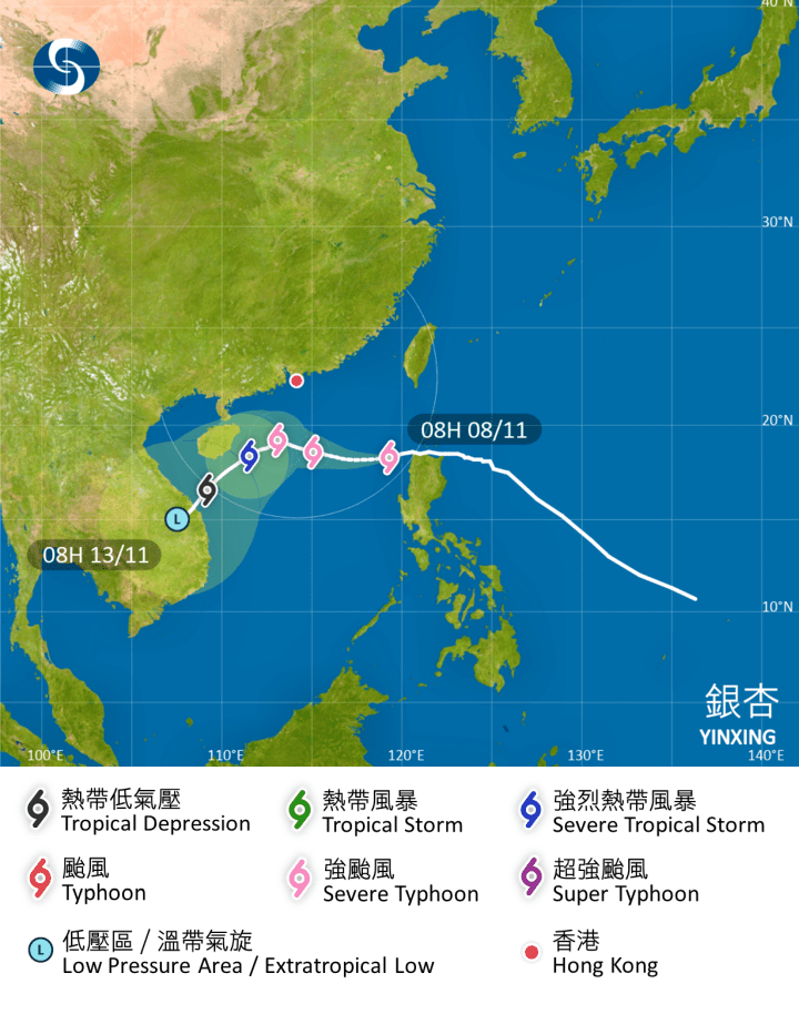 银杏最新路径。天文台图片