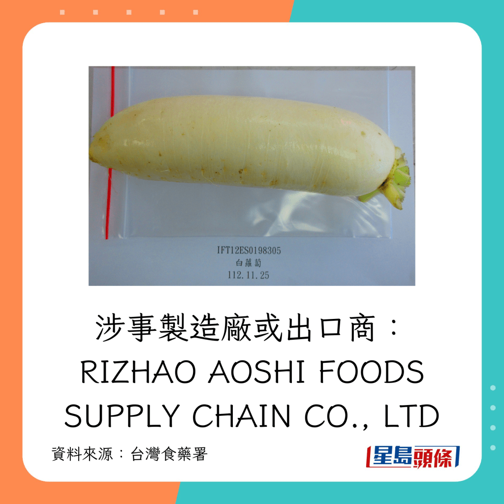 涉事制造厂或出口商： RIZHAO AOSHI FOODS SUPPLY CHAIN CO., LTD