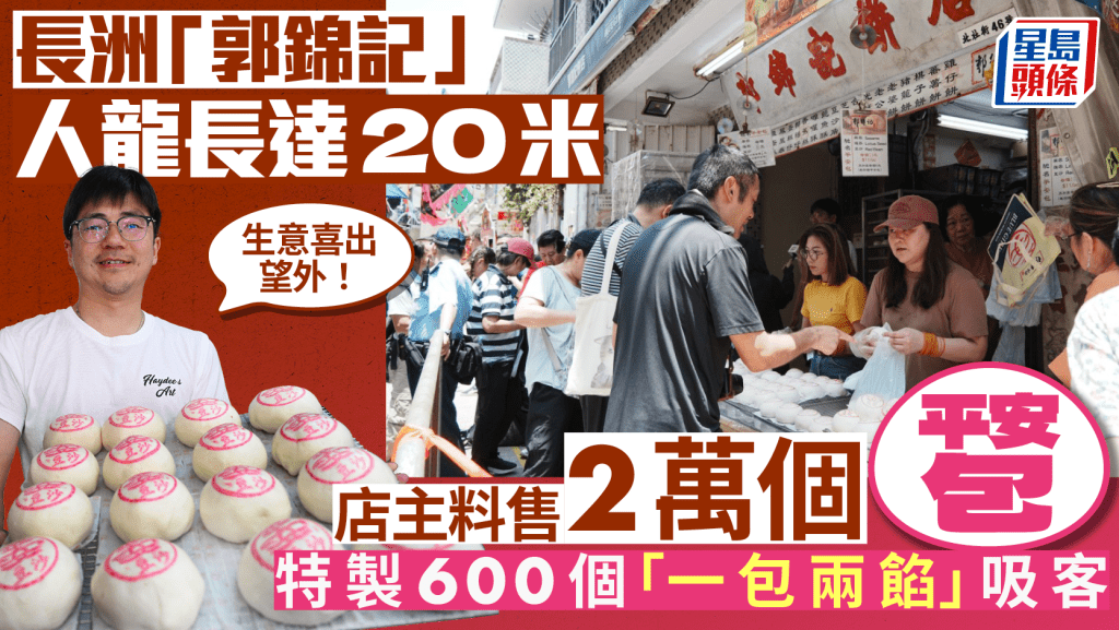 長洲太平清醮︱郭錦記餅店外大排長龍 店主料售兩萬個平安包：特製今日限定「一包兩餡」吸客
