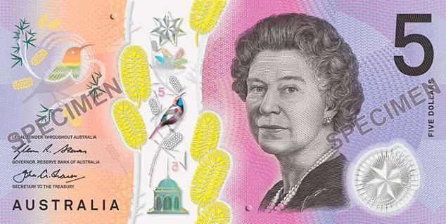 澳洲央行已确认英王查理斯三世不会出现在5澳元纸币上。图为现时的5元澳洲纸币