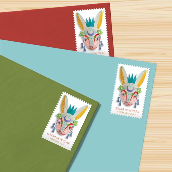 免年郵票使用效果示意圖。 網上圖片
