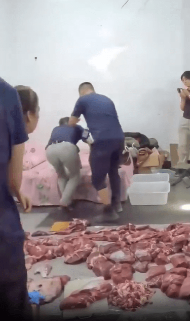 四川警破假牛肉黑心工場,拘16人。 四川警破假牛肉黑心工場,拘16人。
