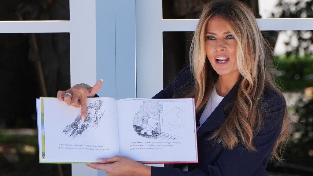 梅拉尼娅讲故事。 美联社 梅拉尼娅讲故事。 美联社