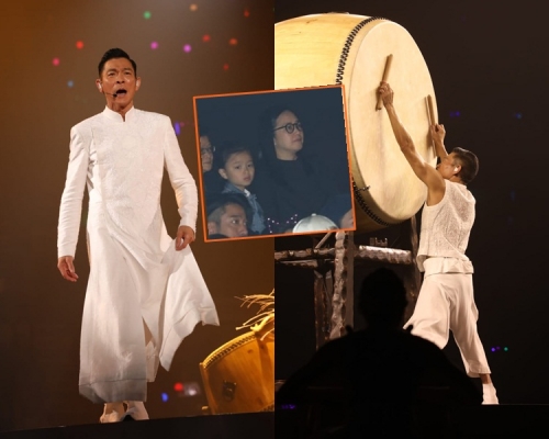 华仔跨年骚开锣，6岁刘向蕙与妈妈在观众席上欣赏。