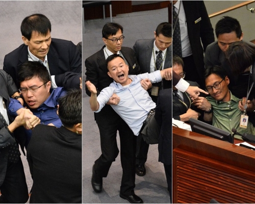 議員區諾軒、陳志全、朱凱迪及譚文豪先後被逐離場。