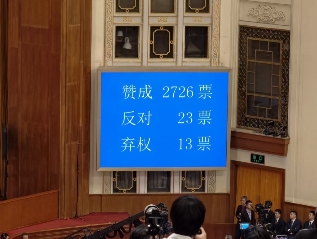 最高檢工作報告得票。楊浚源攝