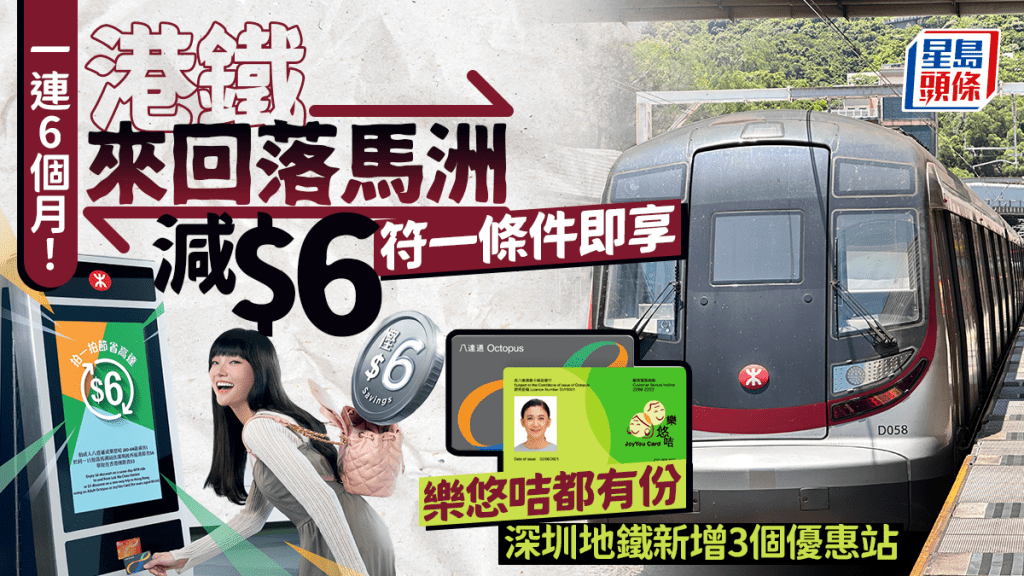 港鐵來回落馬洲即減$6！八達通/樂悠咭一連6個月適用 深圳地鐵新增3個優惠站