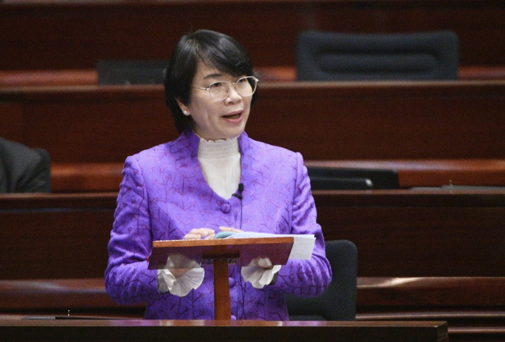 經民聯議員梁美芬在立法會大會提出口頭質詢。資料圖片