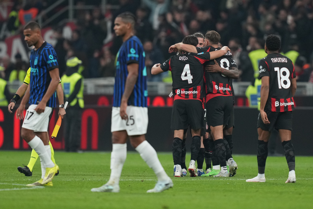 AC米蘭今季雙殺國際米蘭。美聯社