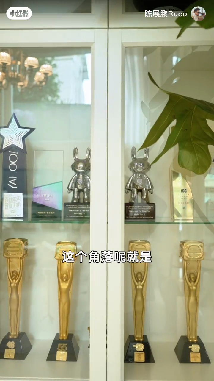 單文柔為老公在家中設置一個獎項陳列櫃。 單文柔為老公在家中設置一個獎項陳列櫃。
