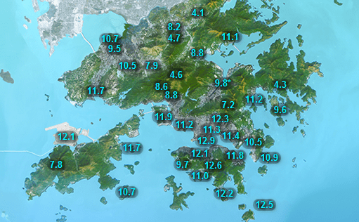 今日最低氣溫。天文台擷圖