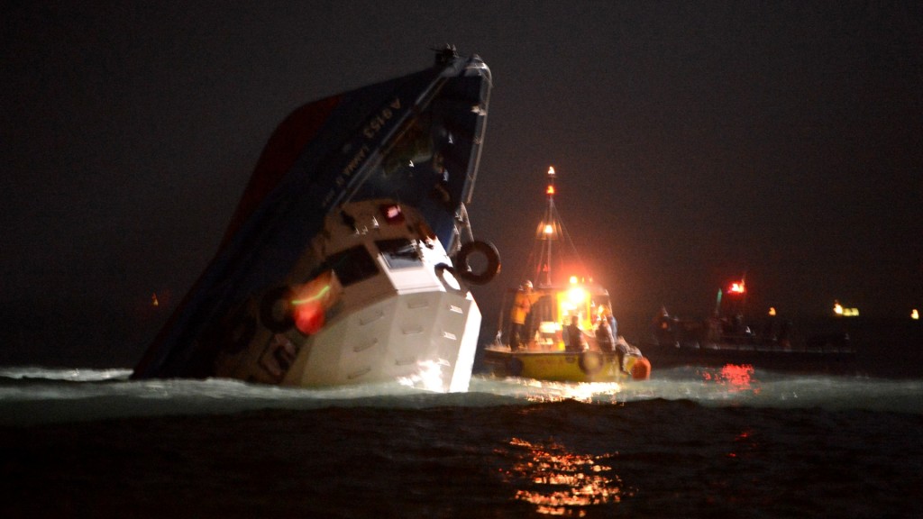  2012年10月1日南丫島北角嘴對開海面發生撞船意外釀39死。資料圖片