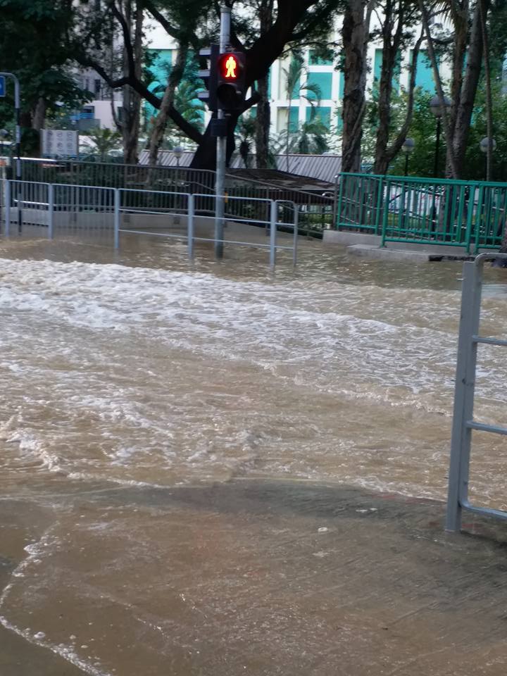 大窩口國瑞路爆水管。網民Lai Yung Lee 圖片