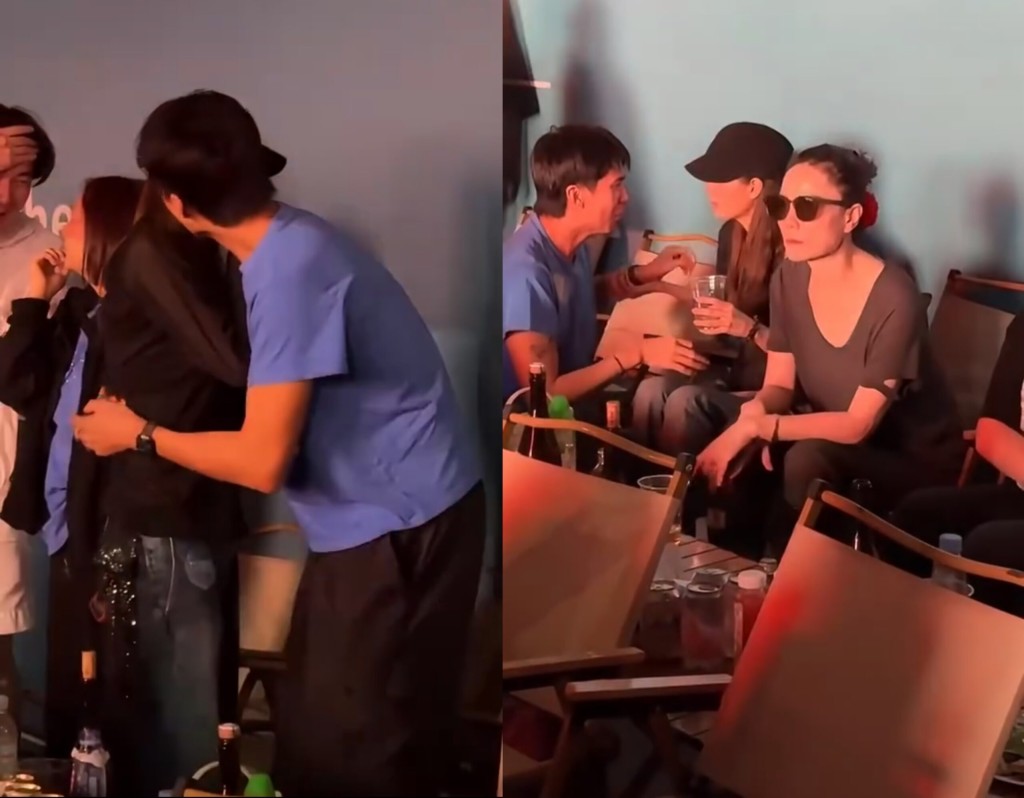 Ryan對歐陽娜娜摟抱，遭女方推開。