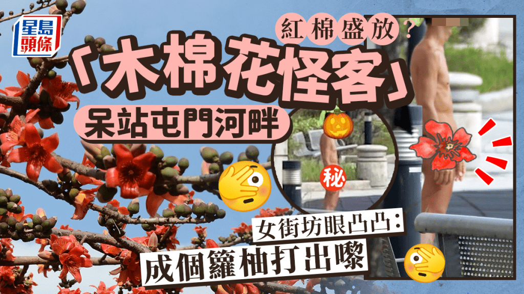「木棉花怪客」呆站屯門河畔 女街坊眼凸凸：成個籮柚打出嚟
