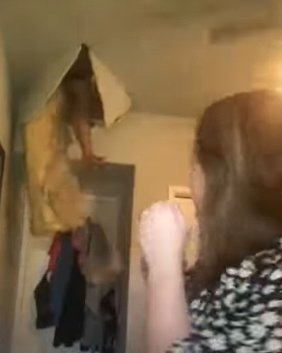 女子發現那條腿的主人是媽媽。網圖