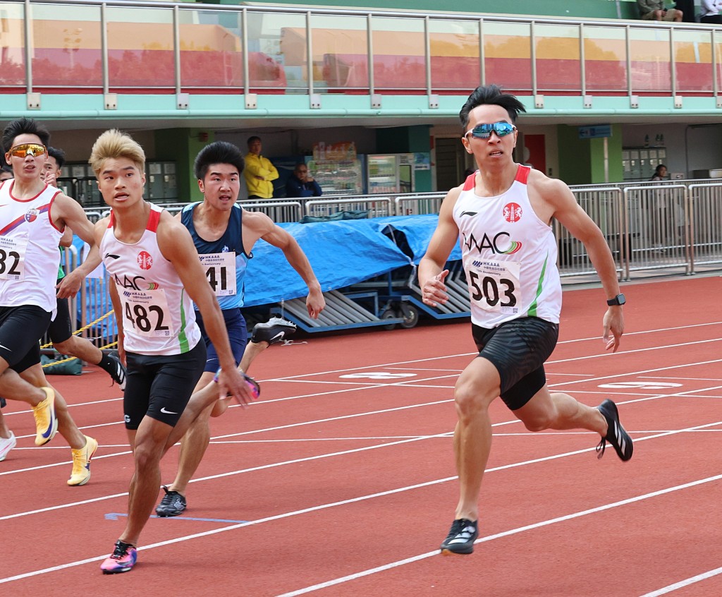 陳庭方（左）及刁俊稀（右）分奪男子100米冠、亞軍。徐嘉華攝