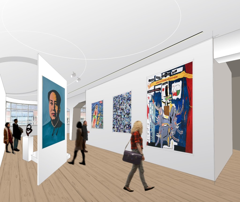 Evergo Tower将会展示大刘藏画，包括知名收藏品如Andy Warhol的《毛泽东》及Jean-Michel Basquiat的 《Everything Must Go》等