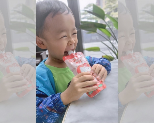 小鐵漢以往最愛喝蘋果汁。小鐵漢媽媽FB圖片