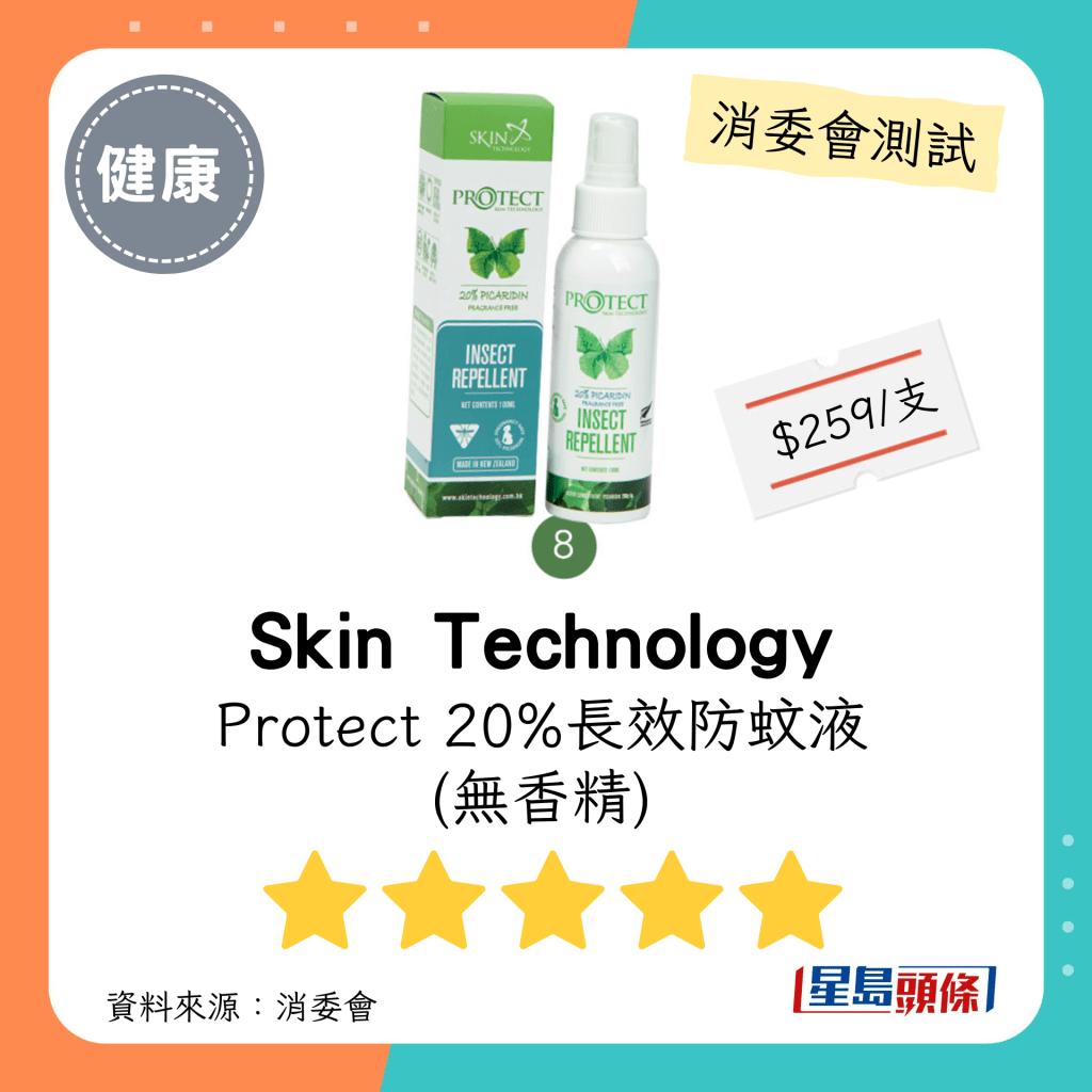 消委會驅蚊劑｜5星推介名單  Skin Technology Protect 20%長效防蚊液 (無香精)
