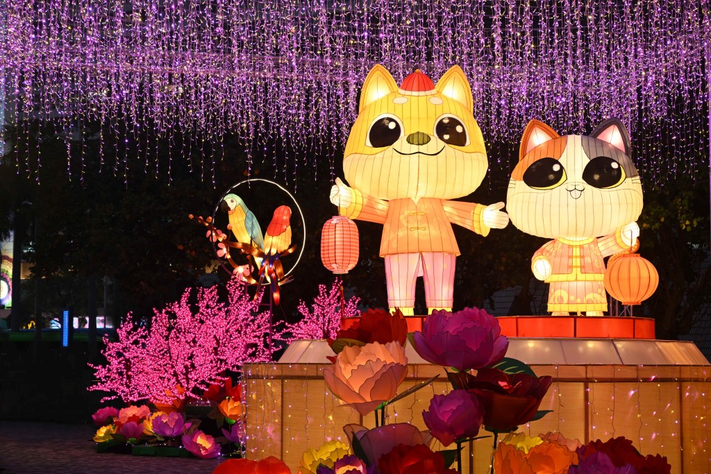 香港文化中心露天廣場展出的繽紛綵燈。