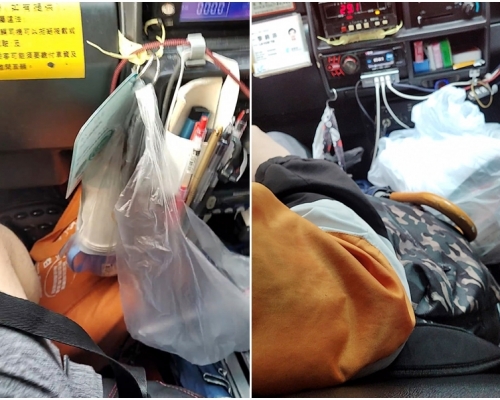 有網民批評，有部分司機會在前座座位之間交置濕的雨傘及雜物，影響車廂環境衛生及前座乘客的乘車感受。「的士司機資訊網Taxi」FB圖片