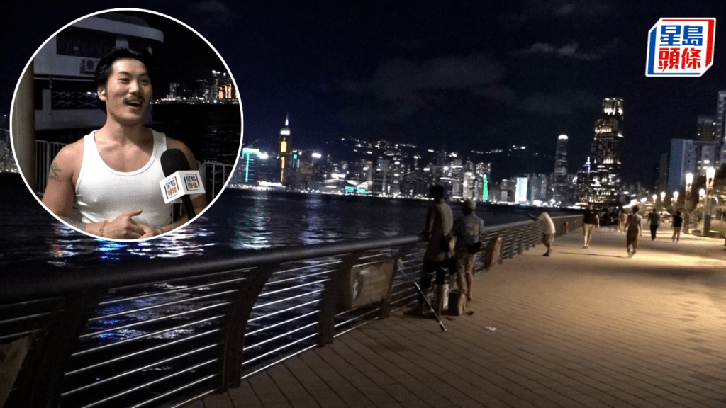 颱風樺加沙．紅磡碼頭｜資深追風族海濱跑步 揚言「一對跑鞋、一件背心等到凌晨」