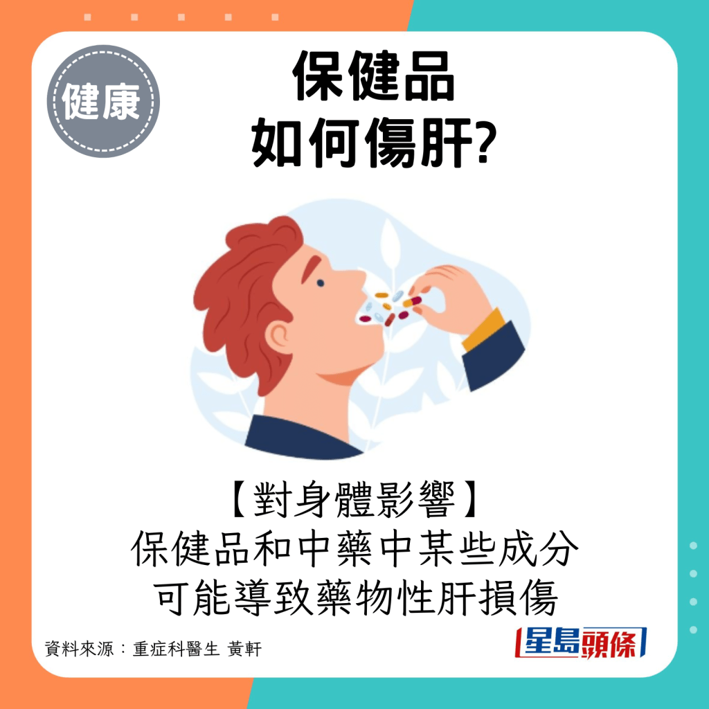 保健品和中藥中某些成分可能導致藥物性肝損傷。