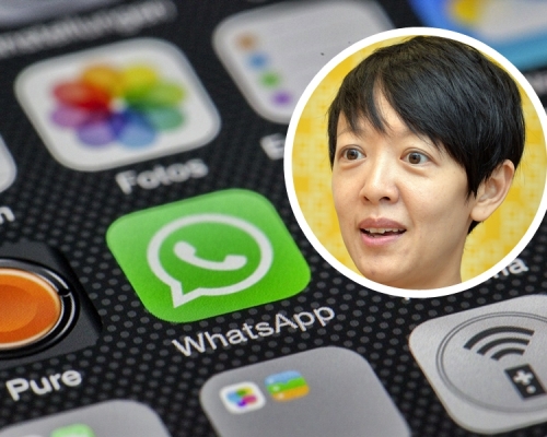 Facebook大中華區總裁梁幼莓(小圖)表示,用戶的與任何人的對話受「端對端加密技術保障」,故WhatsApp不會將用戶的聯絡人名單與第三方分享。網圖