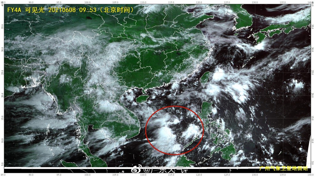 廣東氣象台指，海上輻合帶活躍，不排除近期有熱帶氣旋生成。廣東天氣圖片