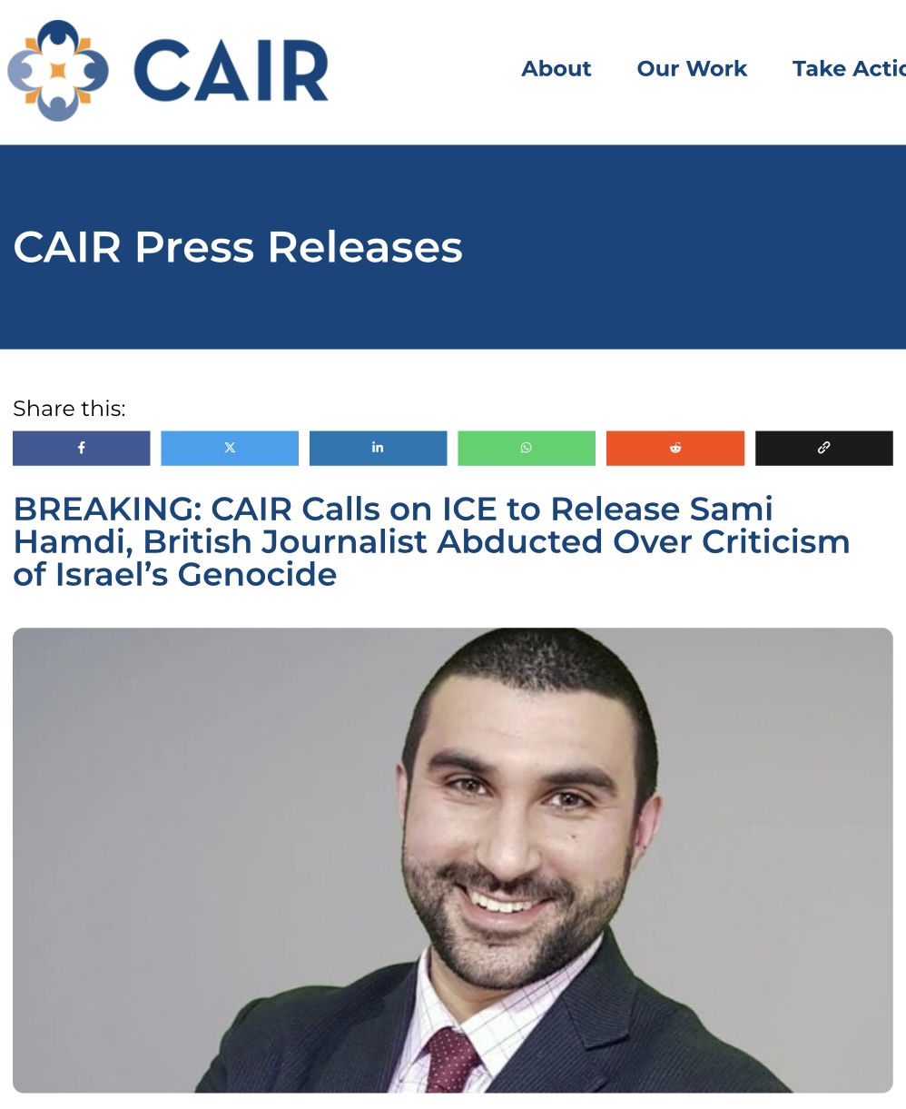 CAIR就哈姆迪被拘留發表聲明。