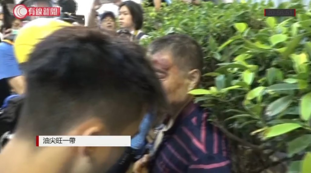 操普通話男子被圍毆。有線新聞截圖