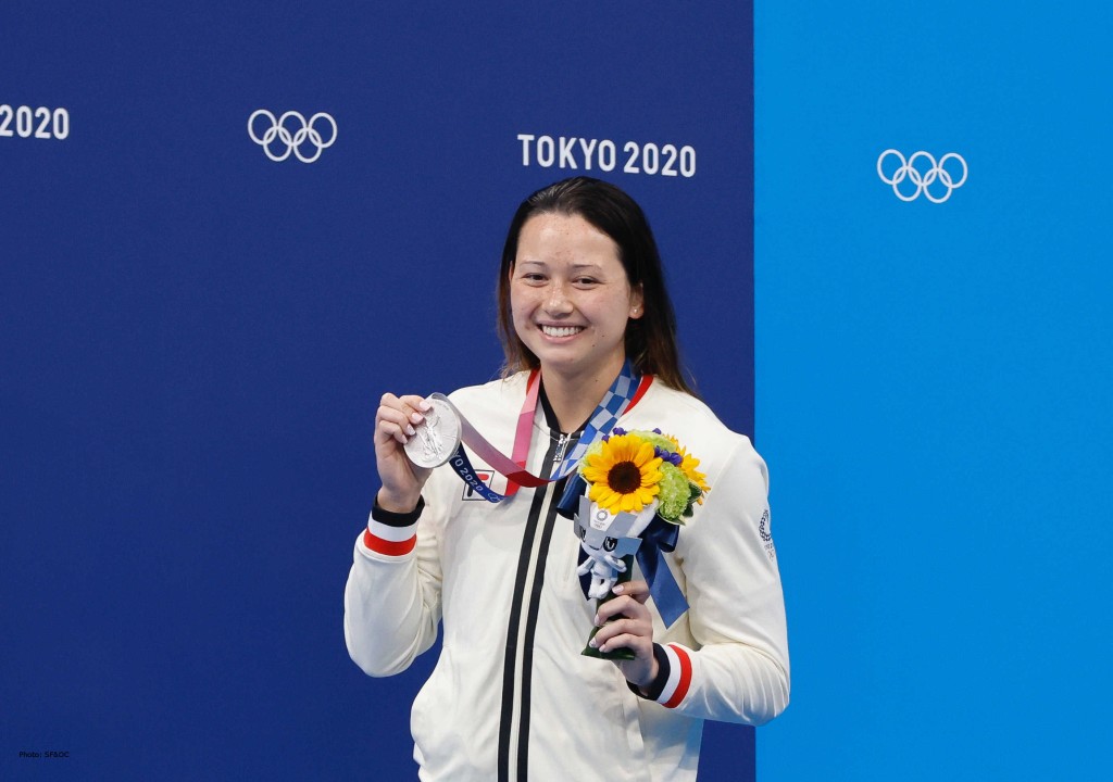 何詩蓓去年於東奧連奪兩銀，年底更刷新短池游泳世界紀錄。資料圖片