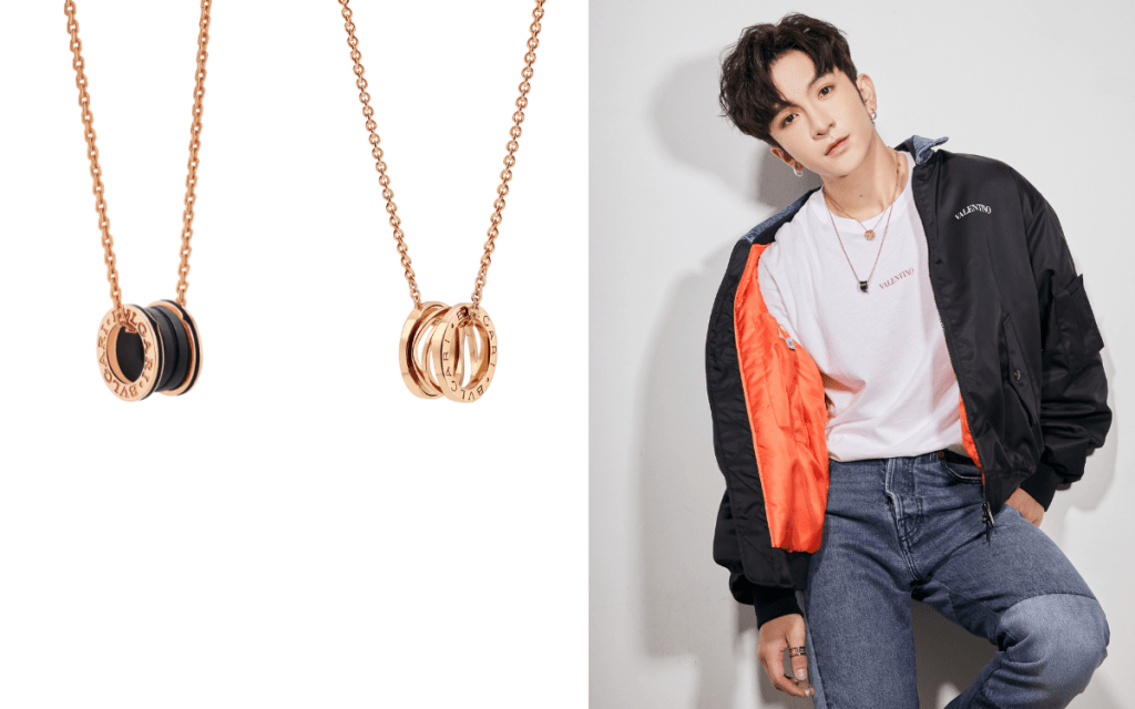 B.zero1系列18K玫瑰金墜鏈，鑲飾黑色霧面陶瓷。B.zero1 Design Legend 系列 18K 玫瑰金墜鏈。